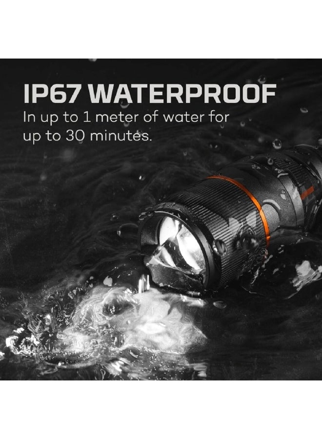 نيبو دافنشي كشاف يدوي ألومنيوم 2000 لومن بتصميم أنيق ومتين قابل لإعادة الشحن مع خاصية التكبير 4 مرات رمادي 18.42 x 3.51 x 3.51 ملم 3999930 - Image 2